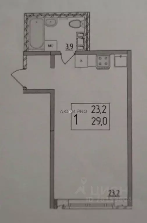 Студия Ярославская область, Ярославль ул. Дядьковская, 2 (29.0 м) - Фото 2