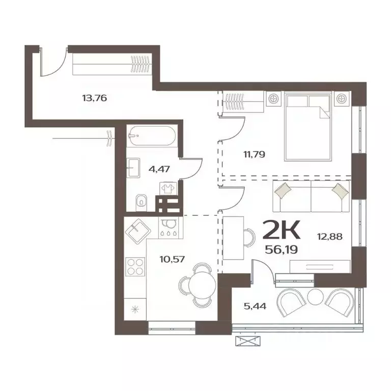 2-к кв. Приморский край, Владивосток ул. Слуцкого, 5А (56.19 м) - Фото 1
