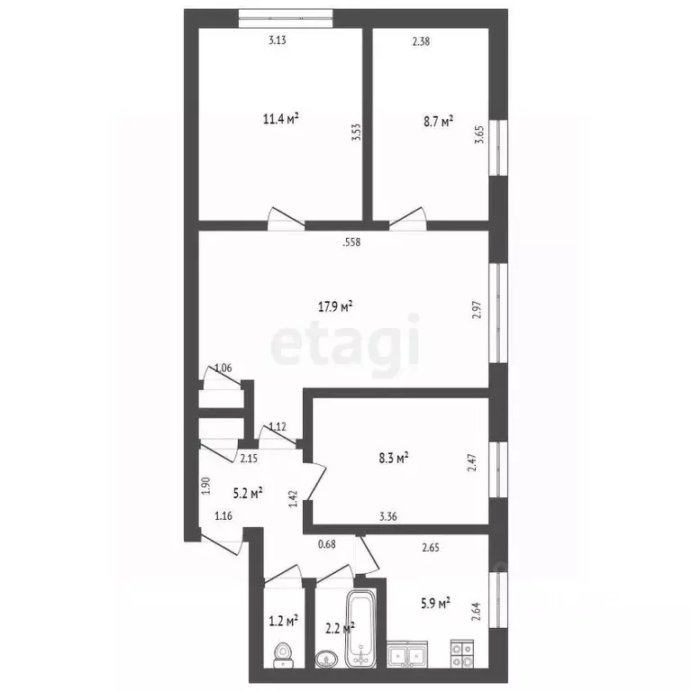 4-к кв. Кемеровская область, Юрга ул. Максименко, 13 (61.8 м) - Фото 1