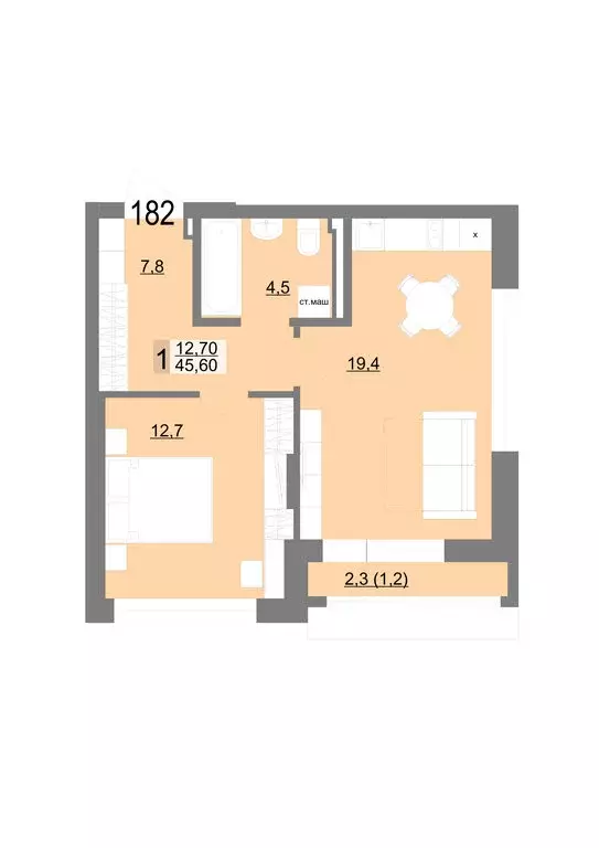 1-комнатная квартира: Екатеринбург, Посадская улица, 26 (45.6 м) - Фото 1