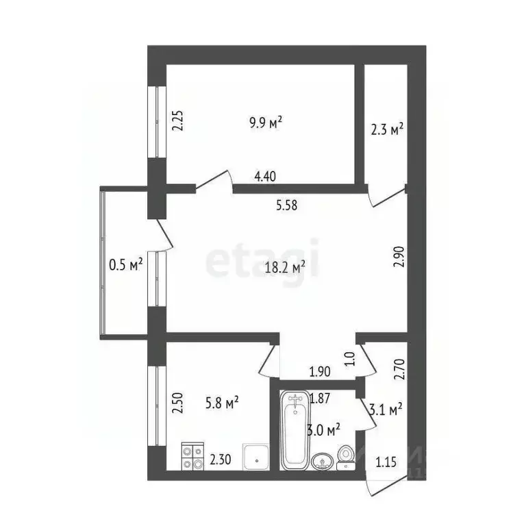 2-к кв. Мордовия, Саранск ул. Комарова, 1 (42.3 м) - Фото 2