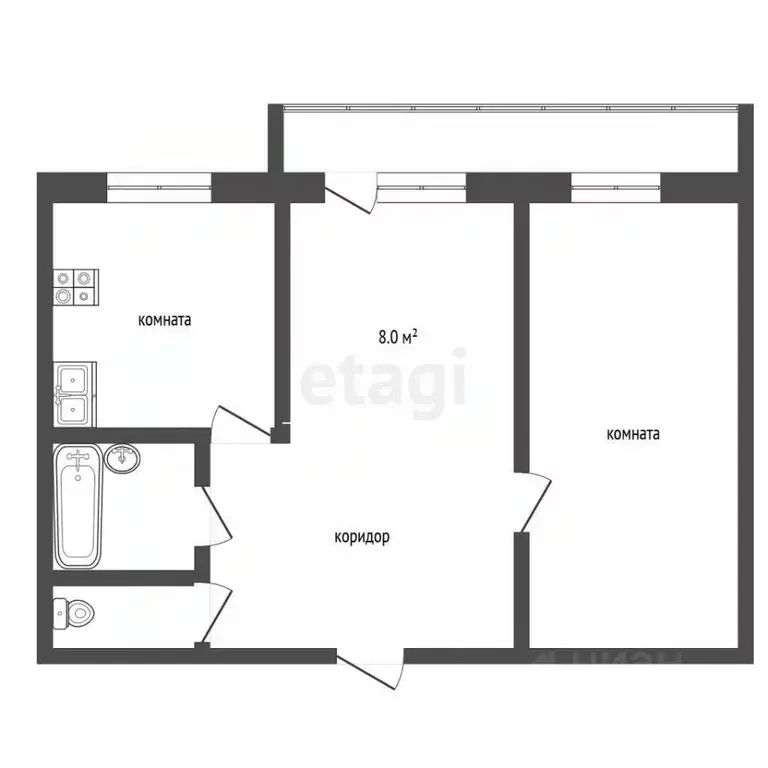 2-к кв. Тамбовская область, Тамбов ул. Киквидзе, 108 (48.7 м) - Фото 2