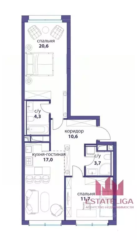 3-к кв. Москва ул. Василия Ланового, 3 (69.0 м) - Фото 2