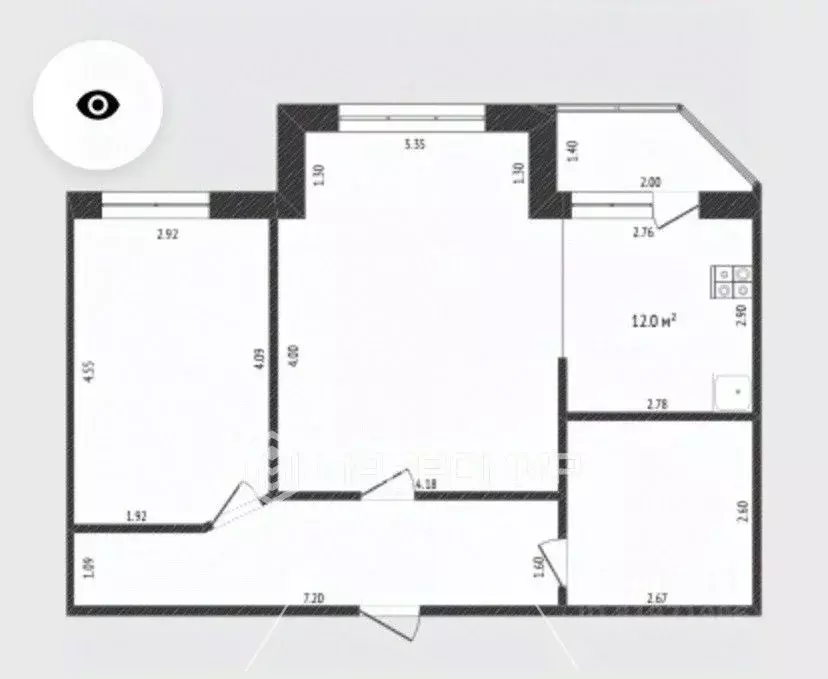 2-к кв. Ханты-Мансийский АО, Сургут ул. Чехова, 14/2 (59.4 м) - Фото 1