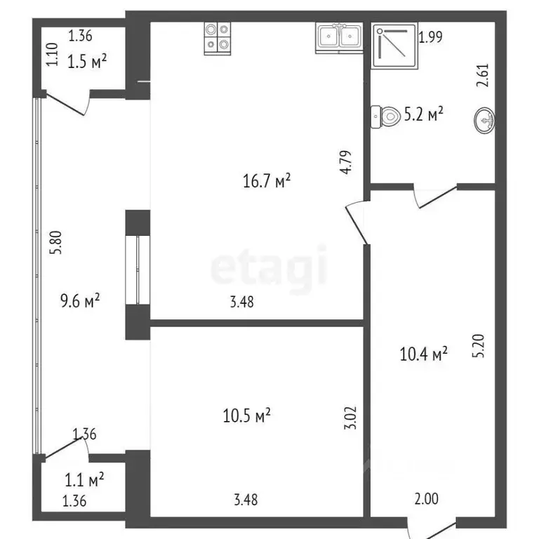 1-к кв. Севастополь просп. Генерала Острякова, 13А (55.0 м) - Фото 1