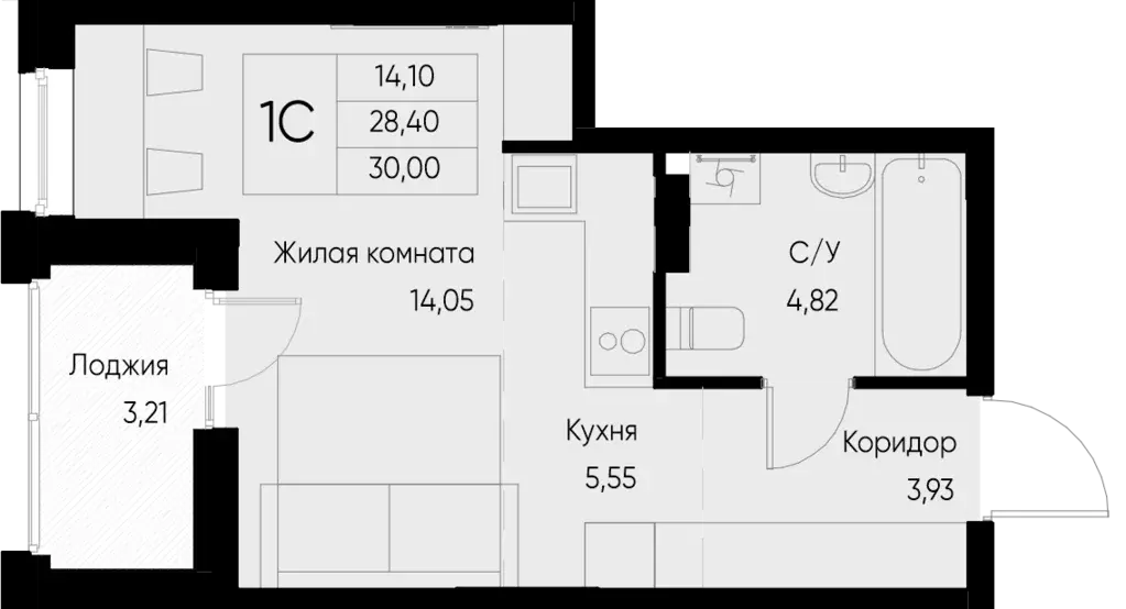 1-к квартира, 30 м - Фото 0