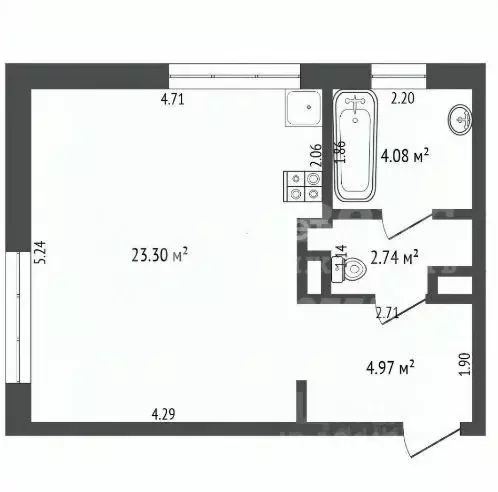 Студия Тюменская область, Тюмень ул. Московский Тракт, 83к6 (35.0 м) - Фото 2
