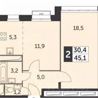 1-к кв. Московская область, Мытищи городской округ, пос. Нагорное ... - Фото 2