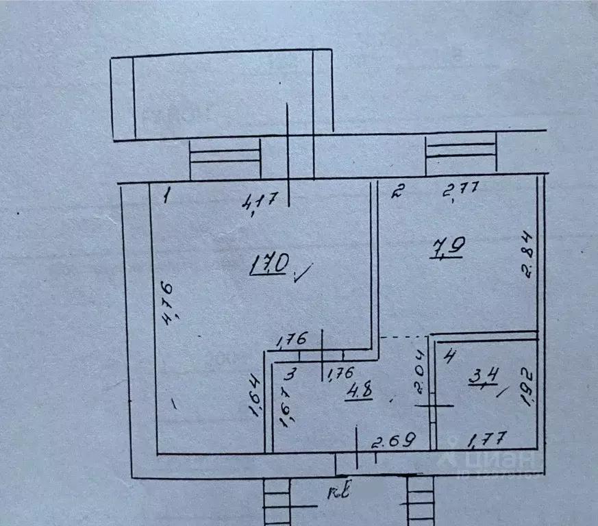 1-к кв. Самарская область, Сызрань Советская ул., 122 (33.1 м) - Фото 1