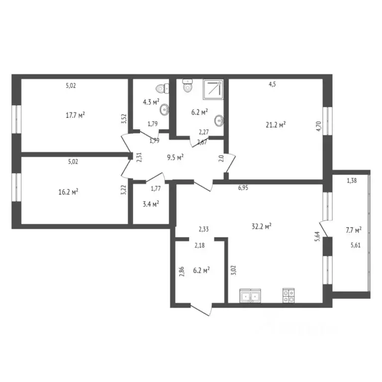 3-к кв. Тюменская область, Тюмень ул. Раушана Абдуллина, 9 (117.0 м) - Фото 1