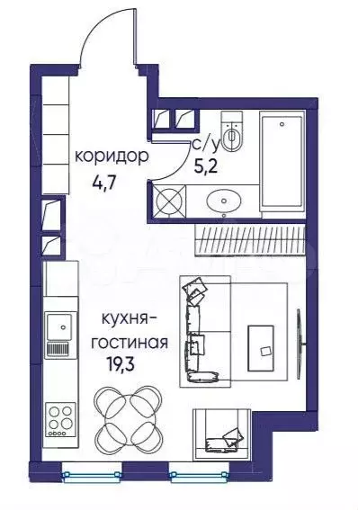 Квартира-студия, 29,2 м, 9/13 эт. - Фото 0