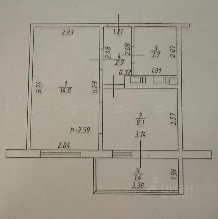 1-к кв. Татарстан, Казань просп. Ильгама Шакирова, 5 (30.9 м) - Фото 2