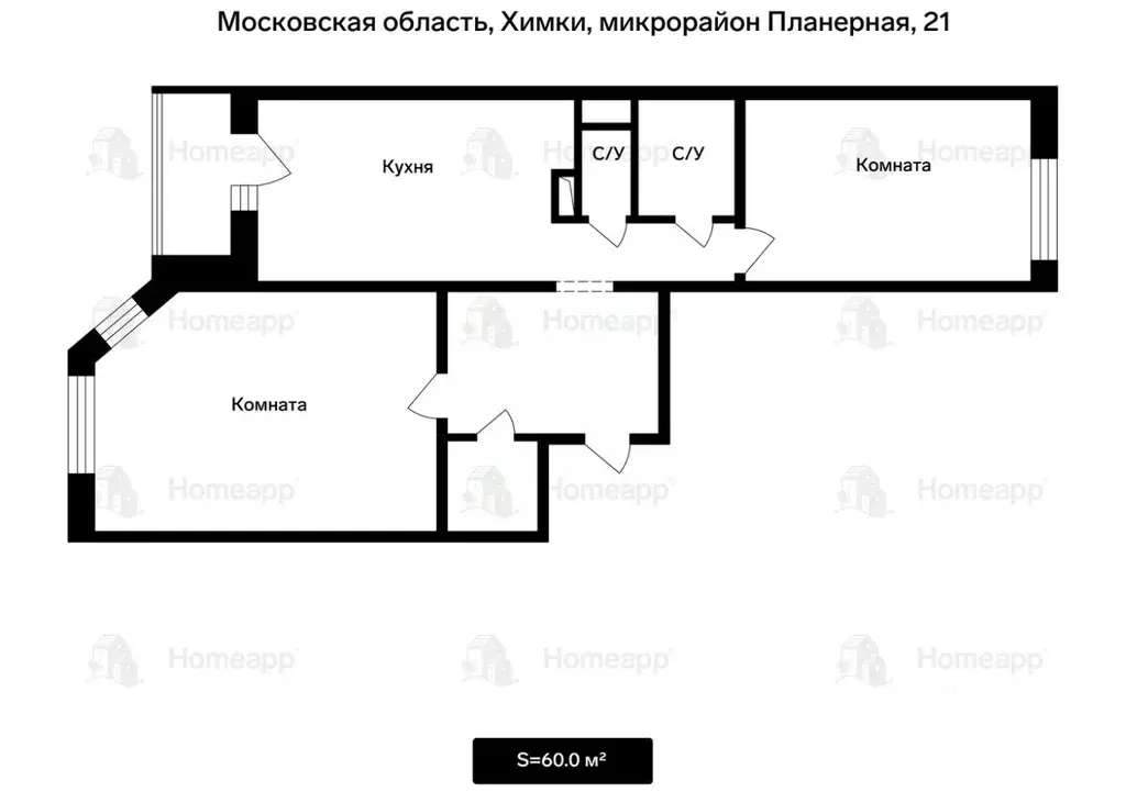 2-к кв. Московская область, Химки Планерная мкр, 21 (60.0 м) - Фото 2