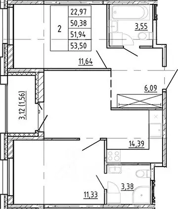 2-к кв. Ленинградская область, Ломоносовский район, Аннинское ... - Фото 1