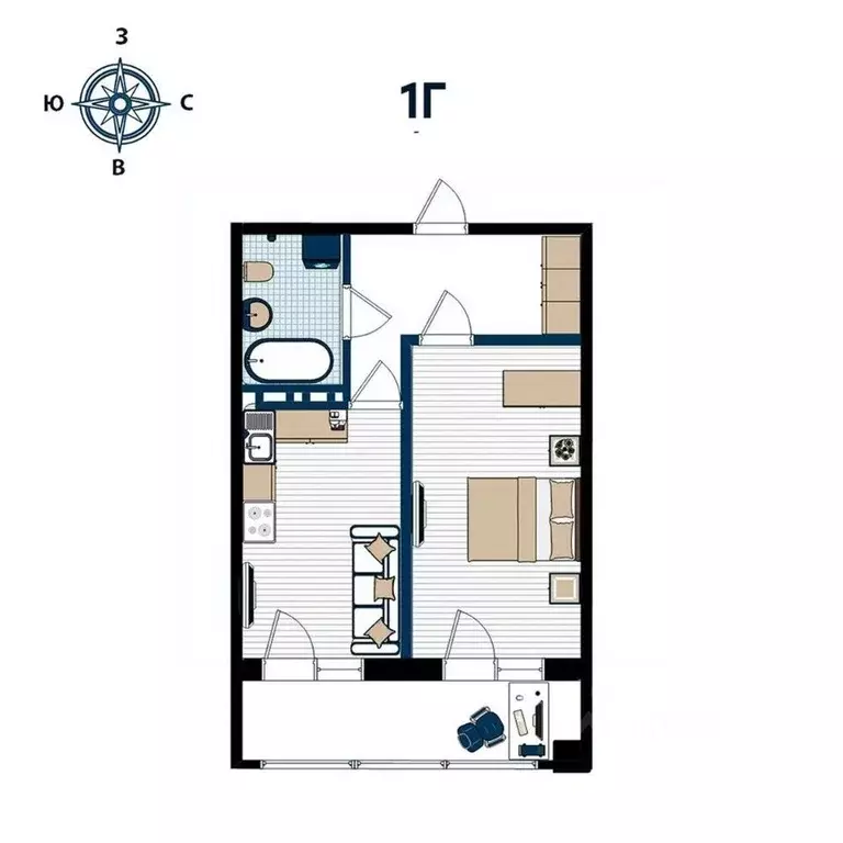 1-к кв. Приморский край, Владивосток ул. 2-я Поселковая (43.97 м) - Фото 1
