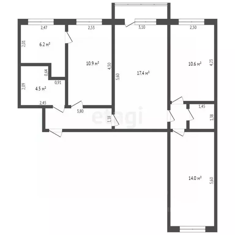 4-к кв. Кемеровская область, Кемерово просп. Ленина, 39 (70.0 м) - Фото 1