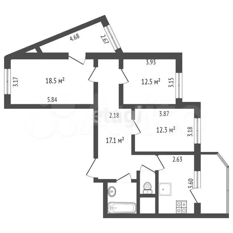 3-к. квартира, 82,5 м, 8/25 эт. - Фото 0