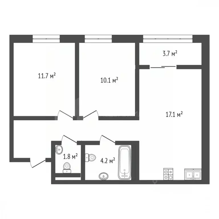 2-к кв. Тюменская область, Тюмень ул. Виктора Тимофеева, 10 (56.9 м) - Фото 2