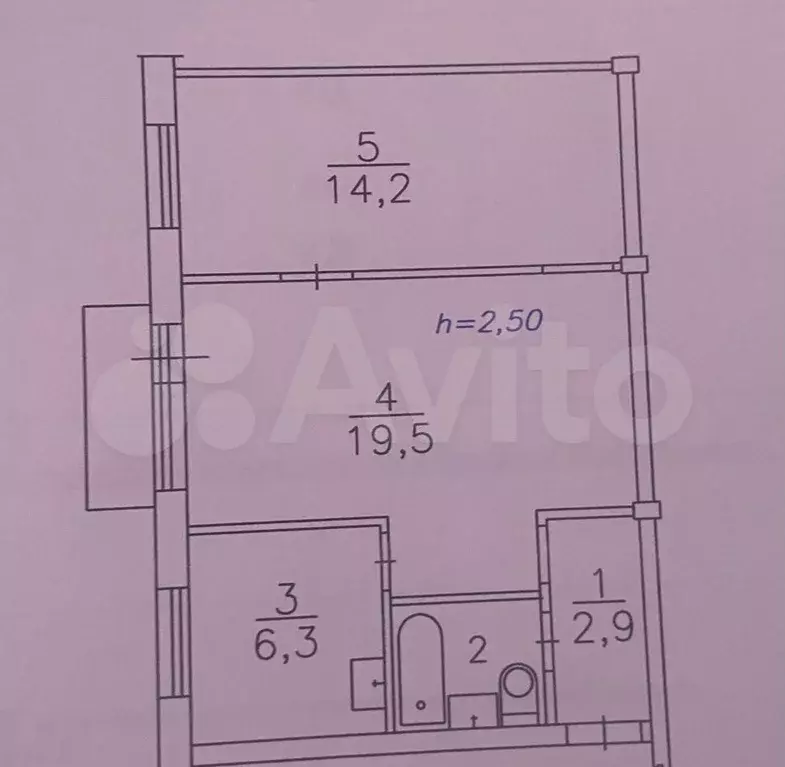 2-к. квартира, 45,8 м, 5/5 эт. - Фото 0