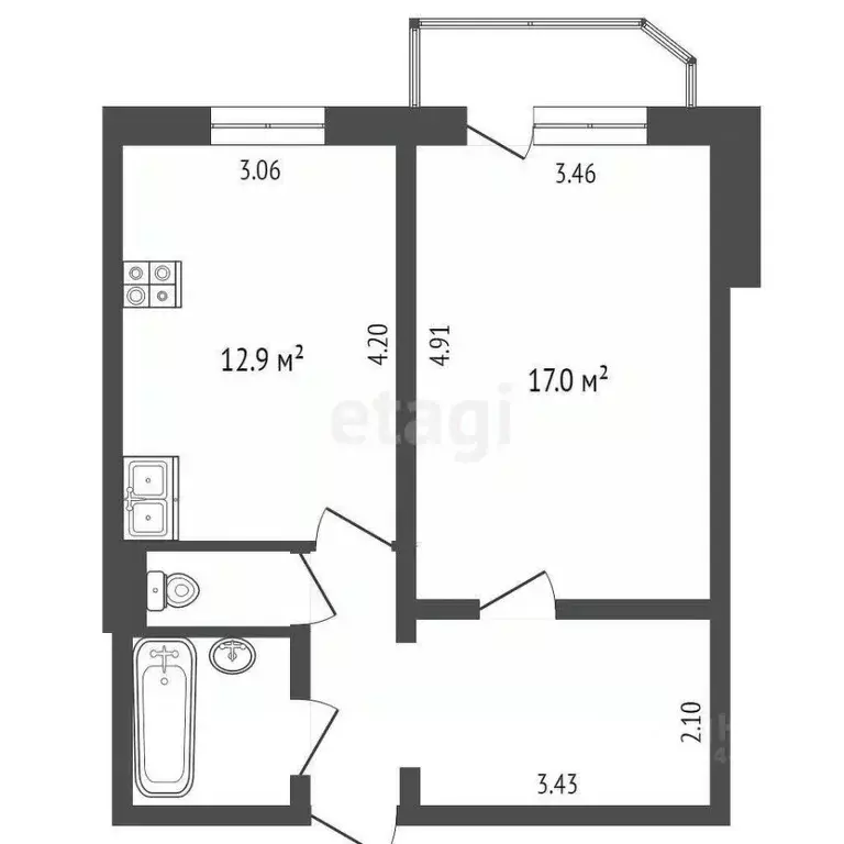 1-к кв. Тюменская область, Тюмень Широтная ул., 104к4 (39.0 м) - Фото 1