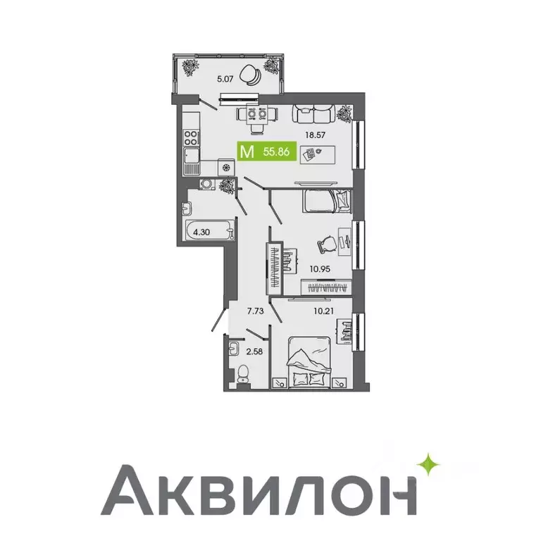 2-к кв. Архангельская область, Северодвинск Аквилон Севен жилой ... - Фото 0