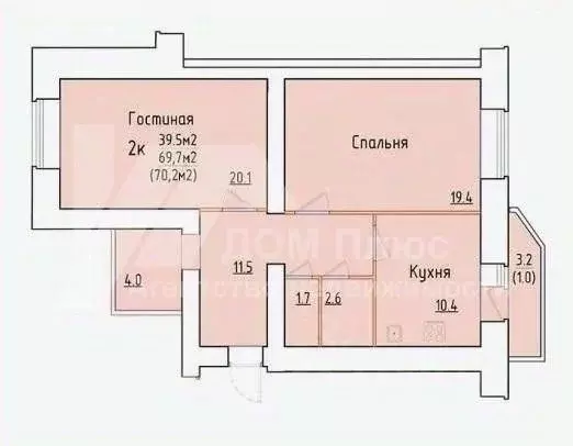 2-к кв. Вологодская область, Вологда ул. Гагарина, 80Ак4 (70.2 м) - Фото 1