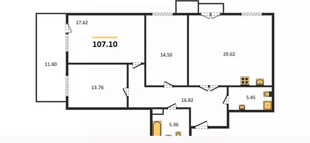 3-к кв. Санкт-Петербург Лиственная ул., 20к2 (107.0 м) - Фото 1