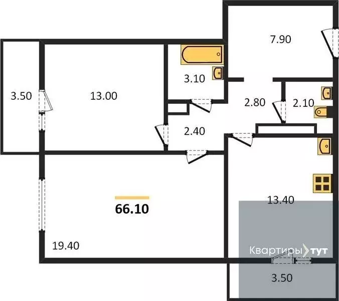 2-комнатная квартира: Воронеж, улица Космонавта Комарова, 11А (66.1 м) - Фото 2