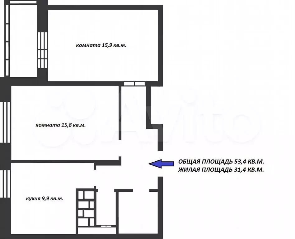 Аукцион: 2-к. квартира, 53,4 м, 18/25 эт. - Фото 0