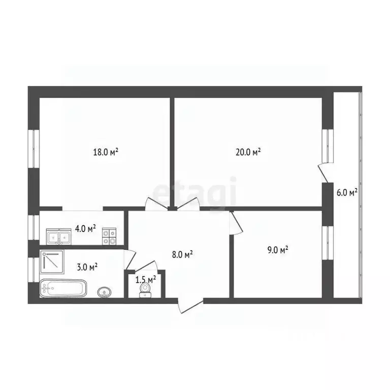 3-к кв. Москва Лесная ул., 61с2 (62.0 м) - Фото 1