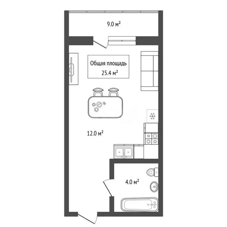 Квартира-студия: Бердск, Лунная улица, 1 (25.4 м) - Фото 1