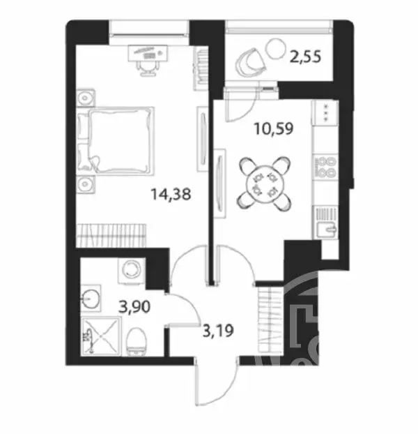 1-комнатная квартира: Санкт-Петербург, Среднерогатская улица, 11к2 ... - Фото 0