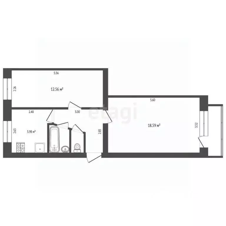 2-к кв. Белгородская область, Белгород Курская ул., 8А (44.5 м) - Фото 0