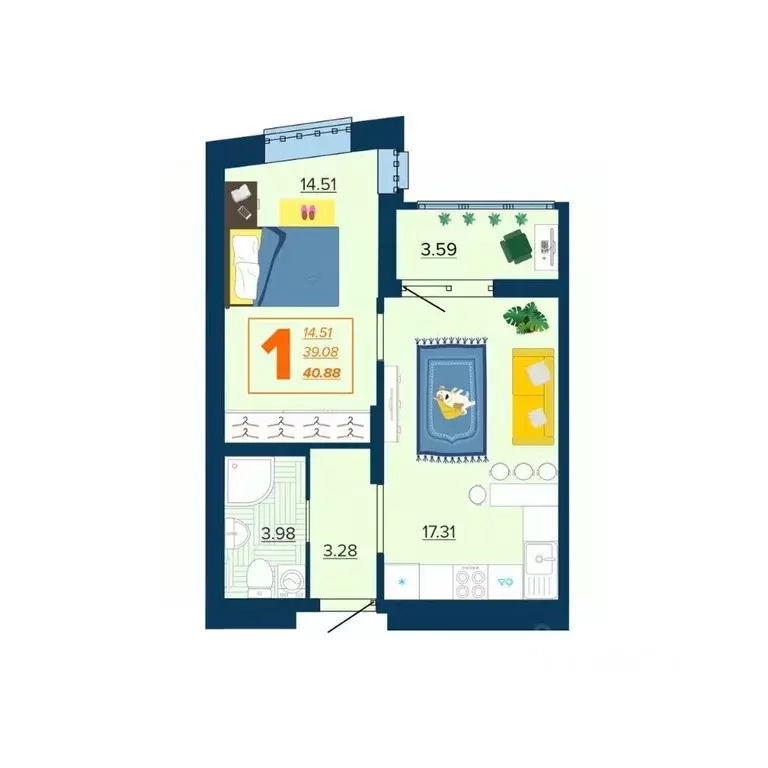 1-к кв. Брянская область, Брянск Московский мкр, Микрорайон Акватория ... - Фото 1