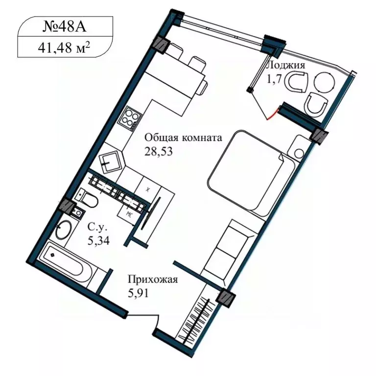 1-к кв. Севастополь ул. Летчиков, 10 (42.8 м) - Фото 0