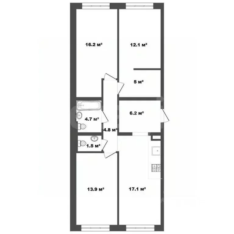 3-к кв. Московская область, Люберцы ул. Весенняя, 10 (79.9 м) - Фото 2