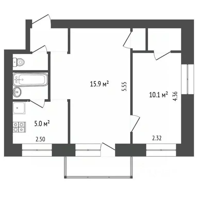 2-к кв. Вологодская область, Вологда ул. Александра Клубова, 60А (40.7 ... - Фото 1
