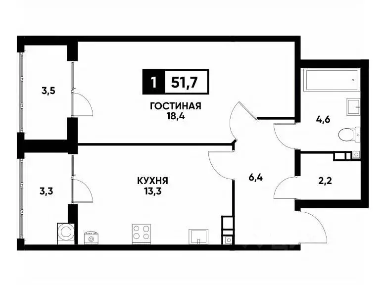 1-к кв. Ставропольский край, Ставрополь ул. Андрея Голуба, 12к3 (51.7 ... - Фото 0