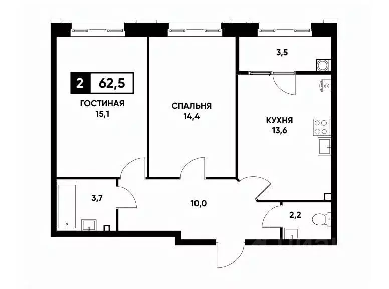 2-к кв. Ставропольский край, Ставрополь ул. Николая Голодникова, 9к2 ... - Фото 0