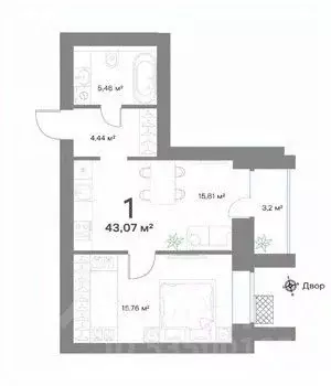 1-к кв. Нижегородская область, Выкса  (43.07 м) - Фото 1