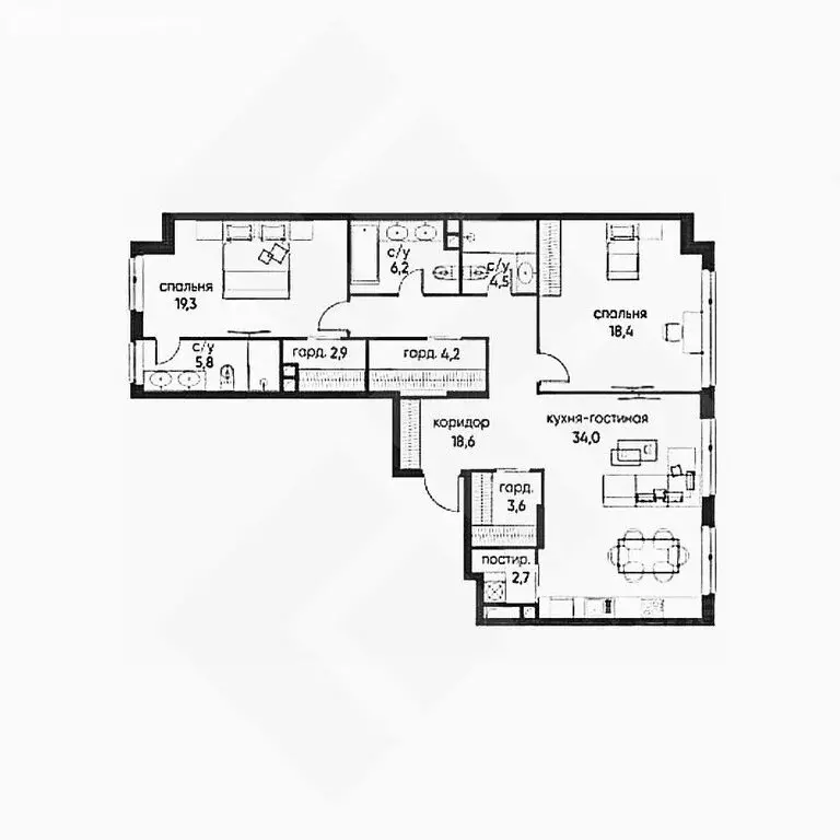 4-комнатная квартира: Москва, улица Нижние Мнёвники, 7 (118 м) - Фото 2