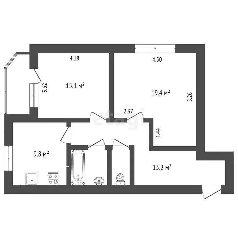 2-комнатная квартира: Ярославль, Красноборская улица, 34 (65 м) - Фото 1