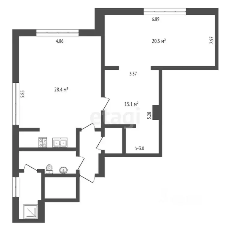 2-к кв. Ханты-Мансийский АО, Сургут просп. Ленина, 23 (83.7 м) - Фото 1