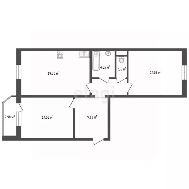 2-к кв. Тюменская область, Тюменский муниципальный округ, д. Дударева ... - Фото 2