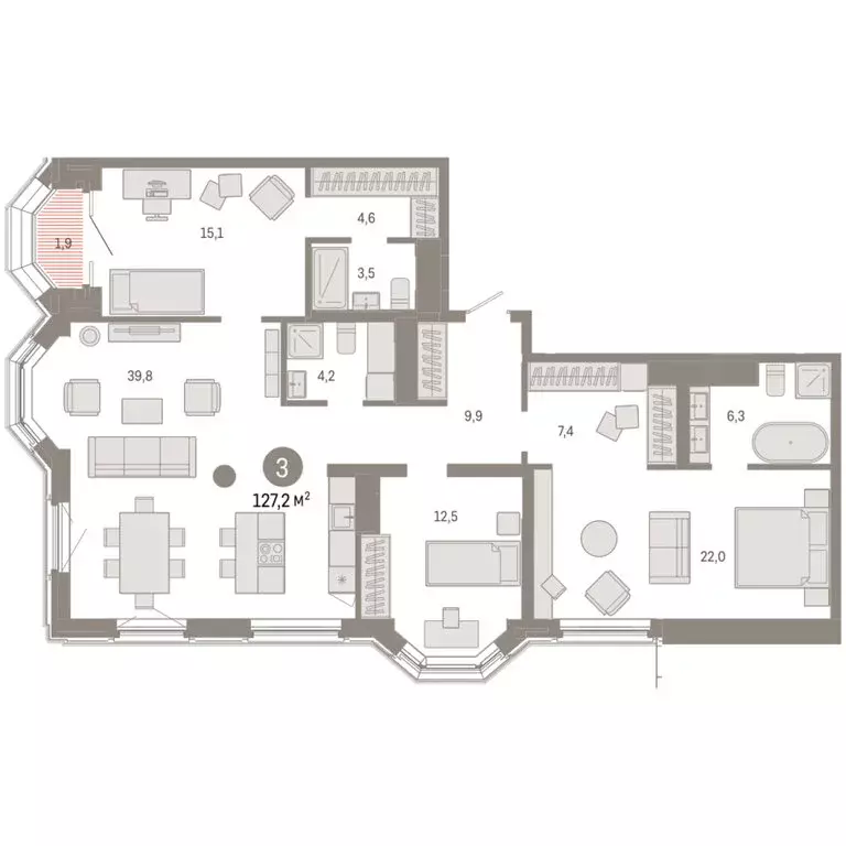 3-комнатная квартира: Екатеринбург, жилой район Вокзальный, улица ... - Фото 2