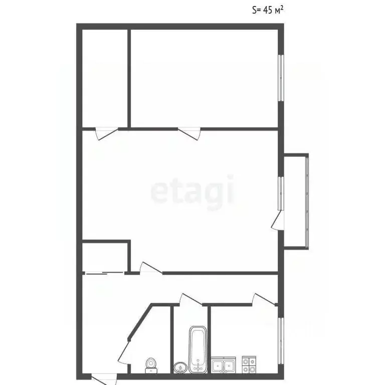 2-к кв. Санкт-Петербург ул. Маршала Тухачевского, 5К3 (45.0 м) - Фото 2