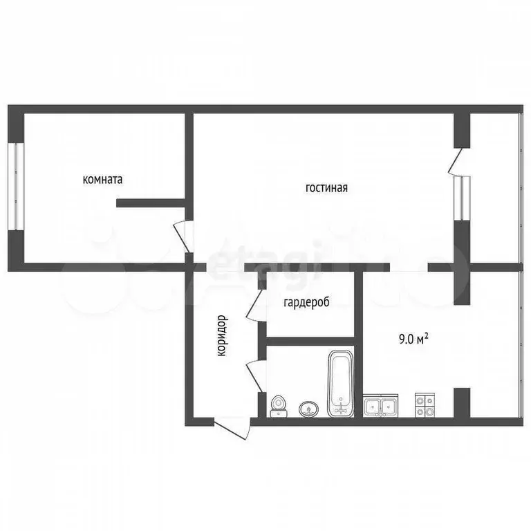 2-к. квартира, 58 м, 2/4 эт. - Фото 0