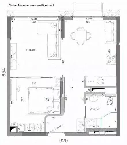 2-к кв. Москва Каширское ш., 65к3 (40.0 м) - Фото 2