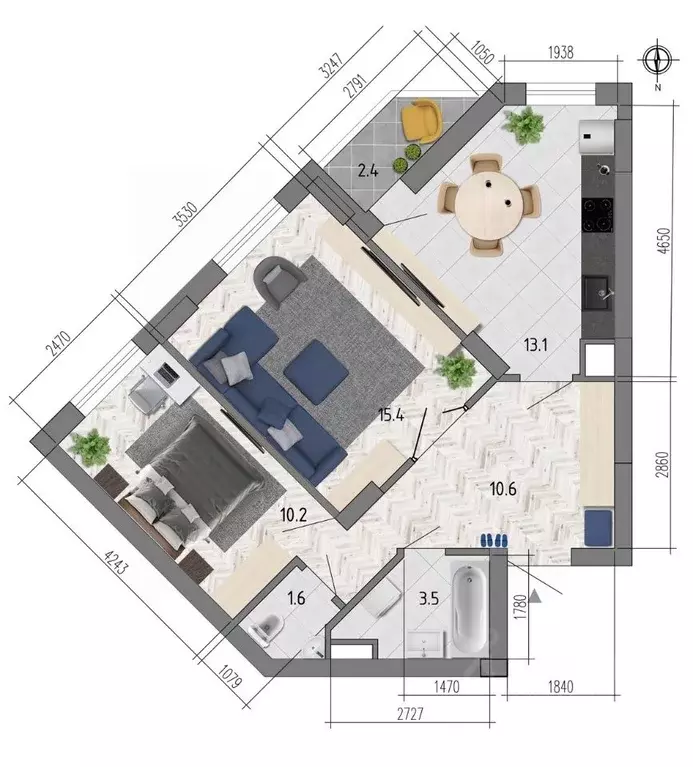 2-к кв. Воронежская область, Воронеж ул. Федора Тютчева, 93/4 (55.6 м) - Фото 1