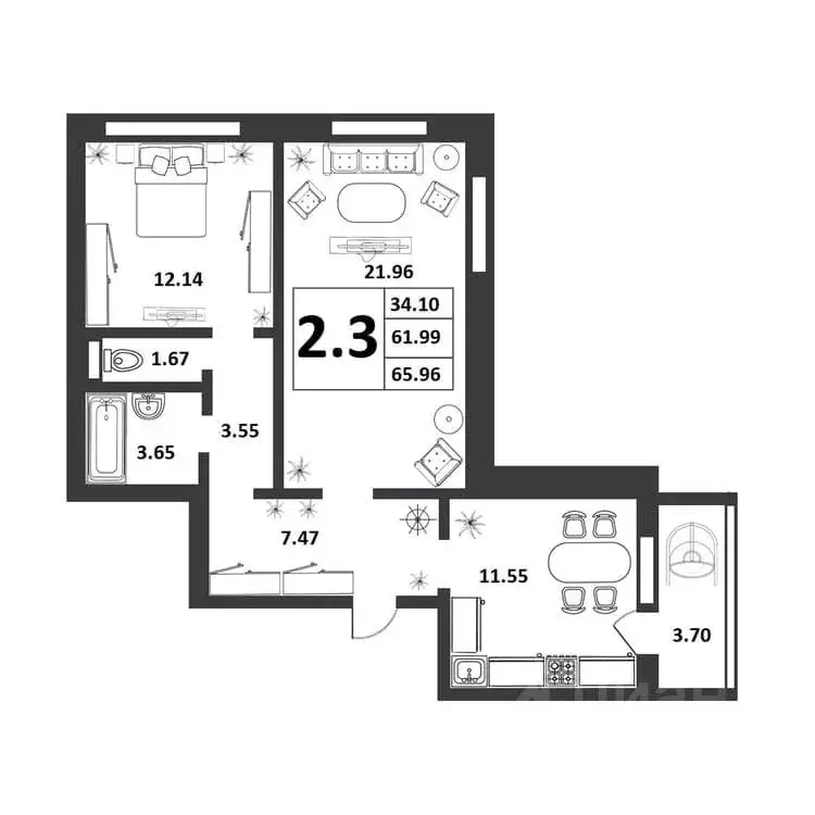 2-к кв. Новгородская область, Великий Новгород ул. Якова Павлова, 15 ... - Фото 1